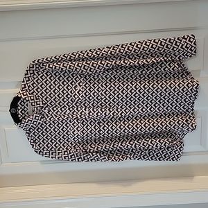 Loft pink gray graphic print blouse small